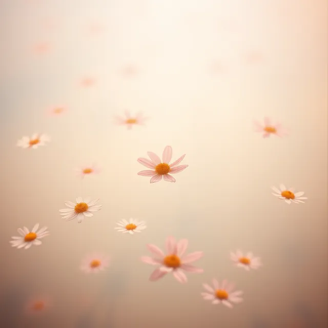 Generated cover example: pale flowers drifting in soft haze