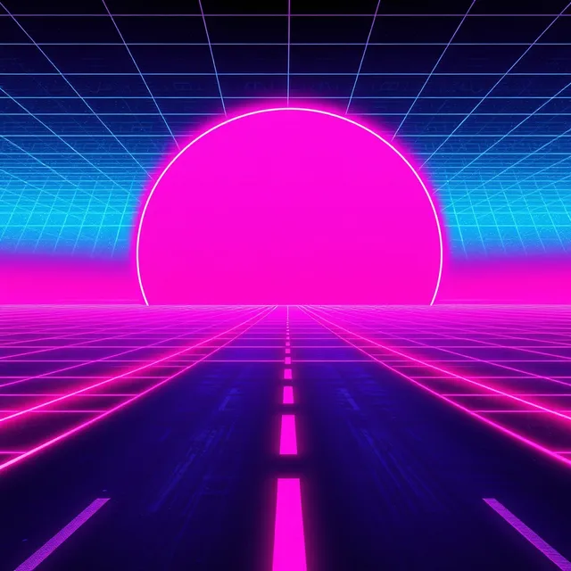Generated cover example: neon road under a huge magenta sun